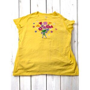 Just My Size JMS T Shirt Tee PLus Size 3X XXX Yellow Floral Bouquet‎ T-Shirt Top